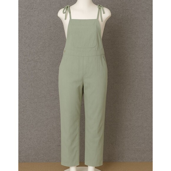 No Comment Light Green Spaghetti Strap Overalls Women’s Size M Cotton Blend - Picture 1 of 8
